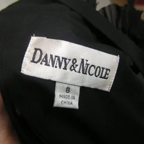 Black Ruffle Neck Blouse Size 8 Semi Sheer Sleeves - Picture 6 of 7